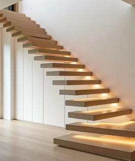 Interior steel oak wood stairs